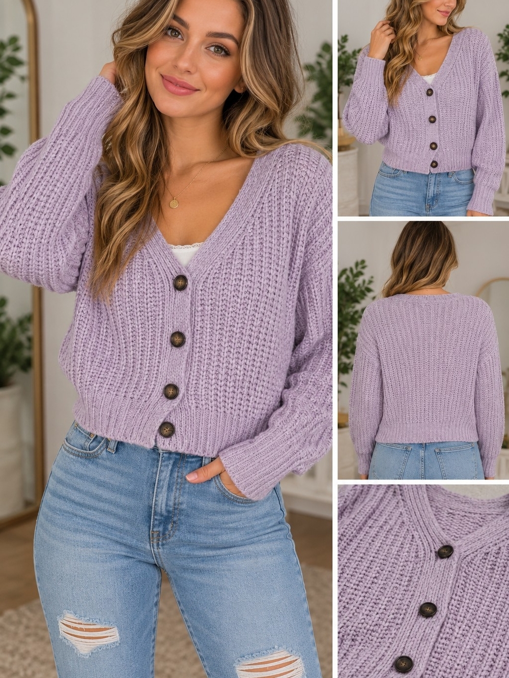 Sincerely Jules women's small purple knit cardigan sweater #26
